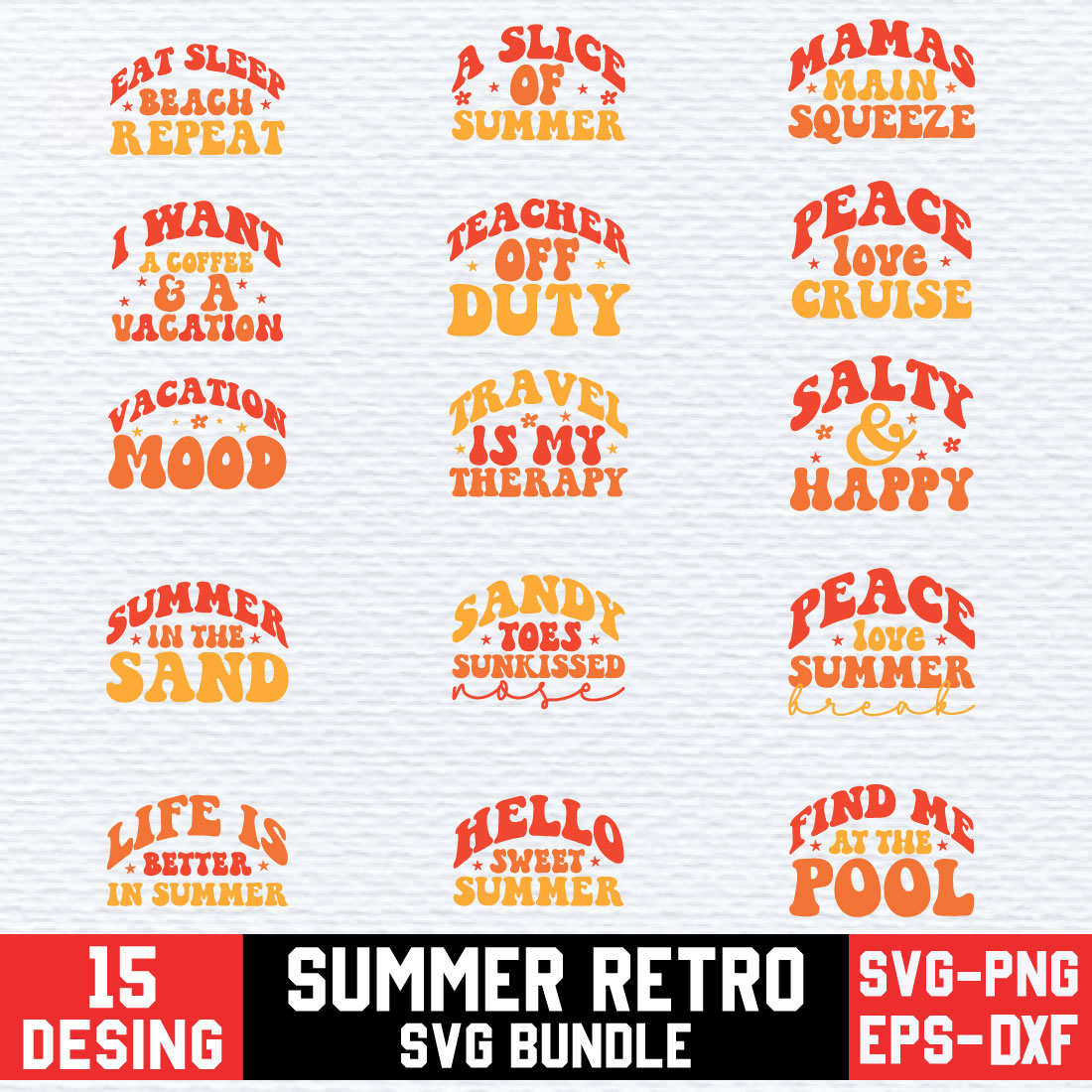 Summer Retro Svg Bundle cover image.