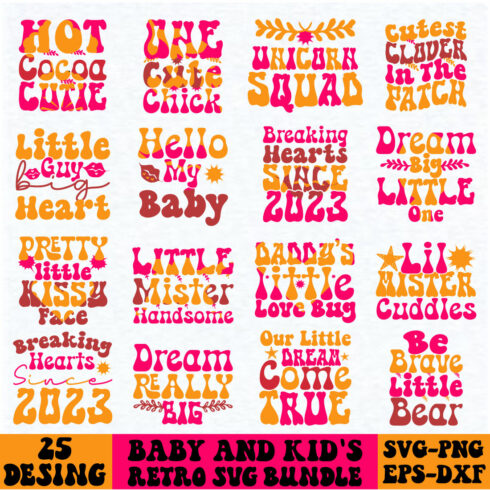 Baby And Kinds Retro Svg Bundle cover image.
