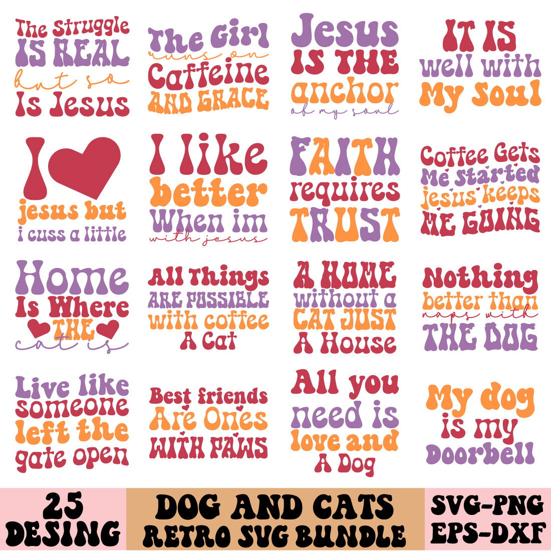 Dog And Cat Svg Retro Svg preview image.