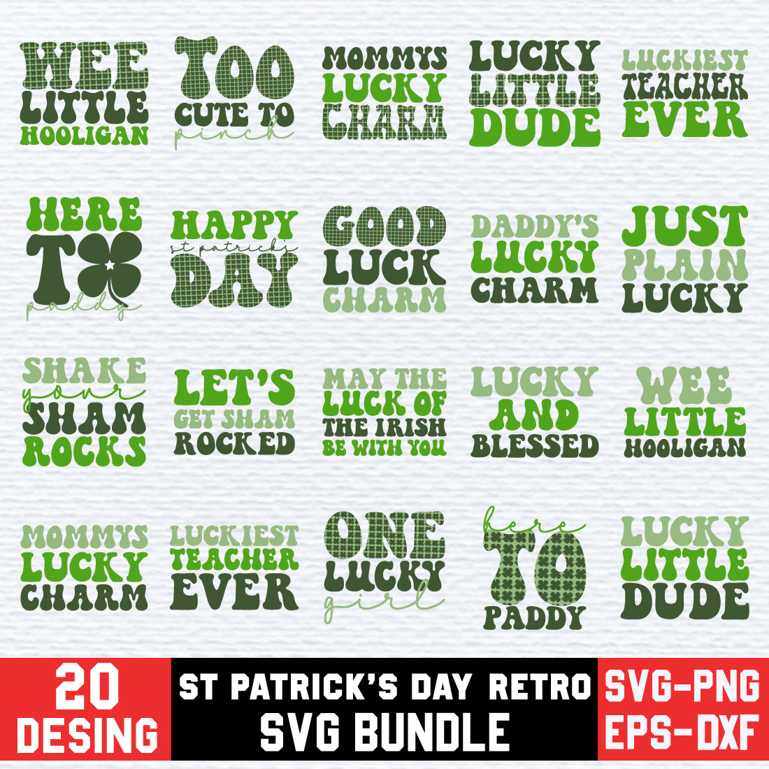 St Patrick's Day Retro Svg Bundle preview image.