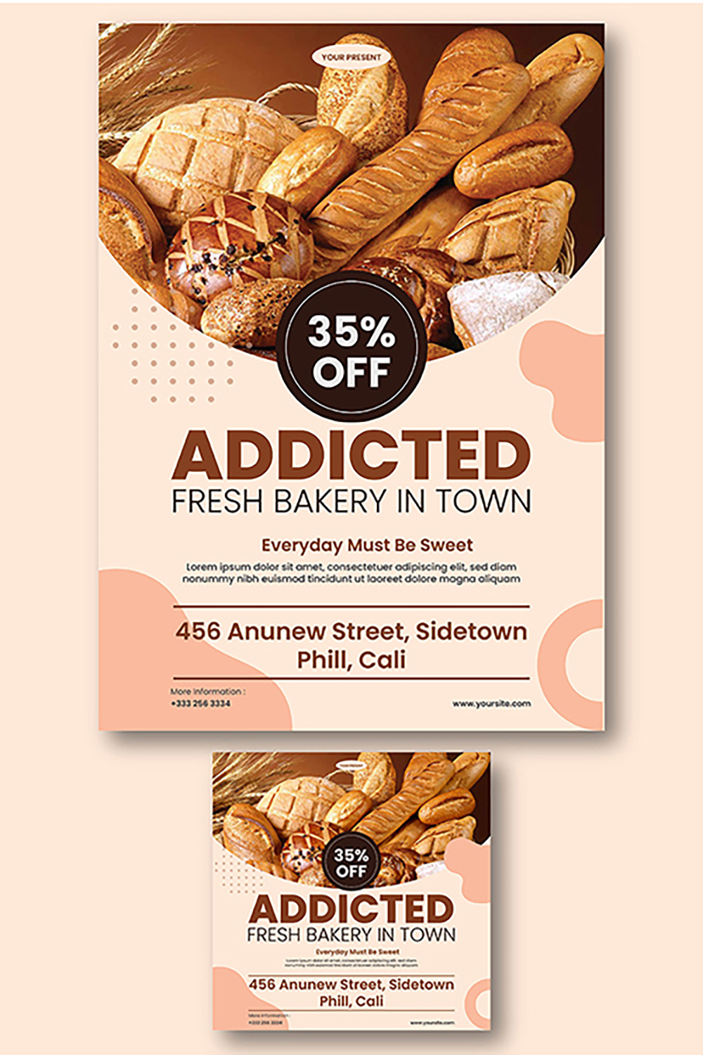 Addicted Bakery Flyer pinterest preview image.