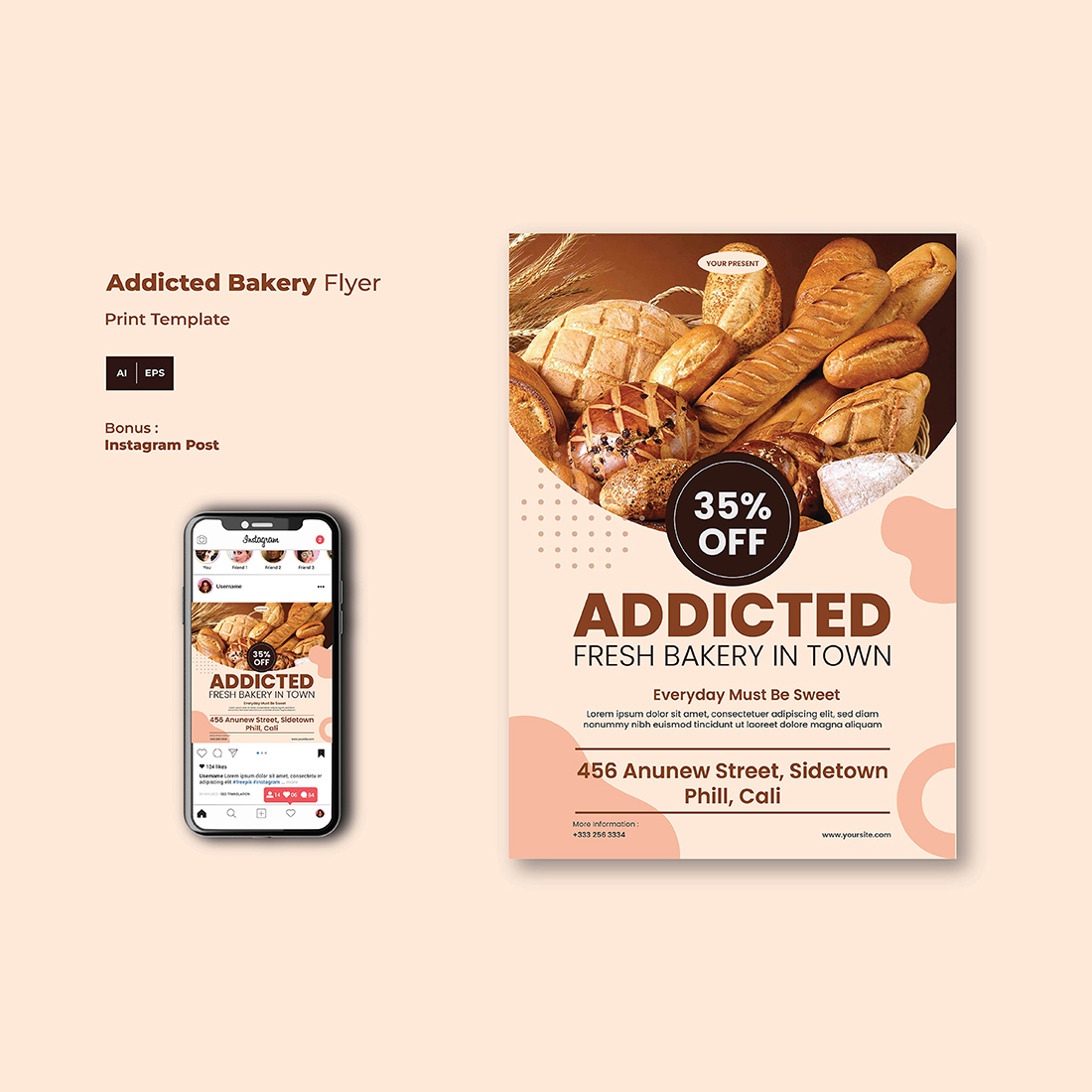 Addicted Bakery Flyer preview image.