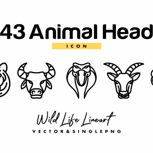 43 Animal Head Hand Drawn Vector cover image.