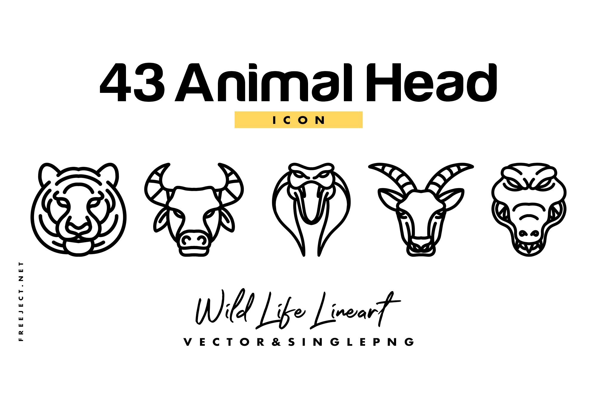 43 Animal Head Hand Drawn Vector cover image.