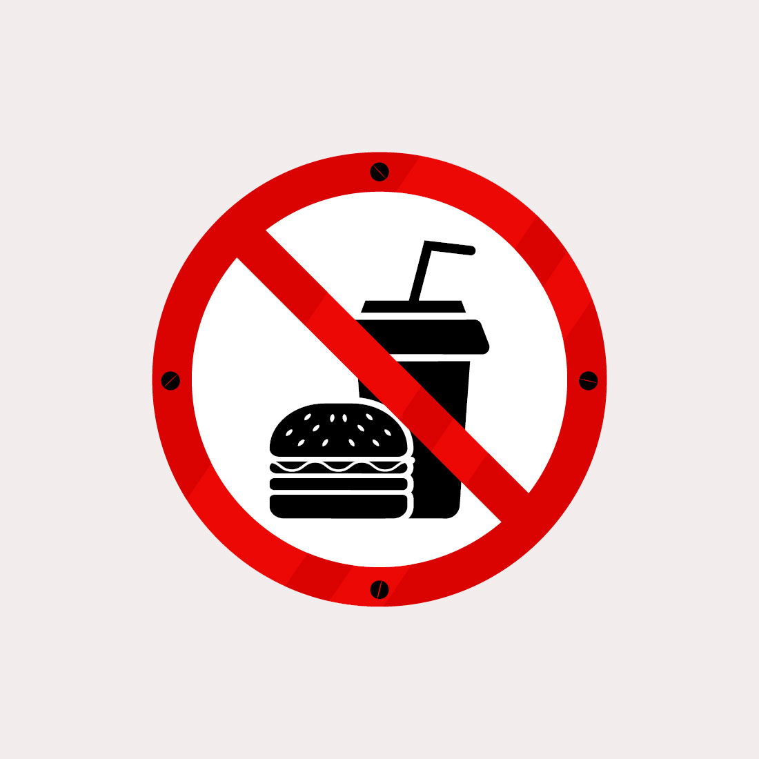 Warning no food, drink, smoking and lighter sign and symbol graphic vector illustration only $4 preview image.