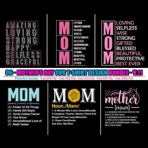 Mother's day t-shirt design bundle cover image.