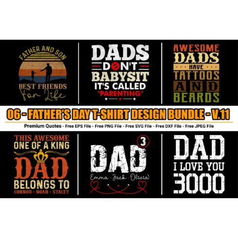 Father's Day t-shirt design bundle cover image.