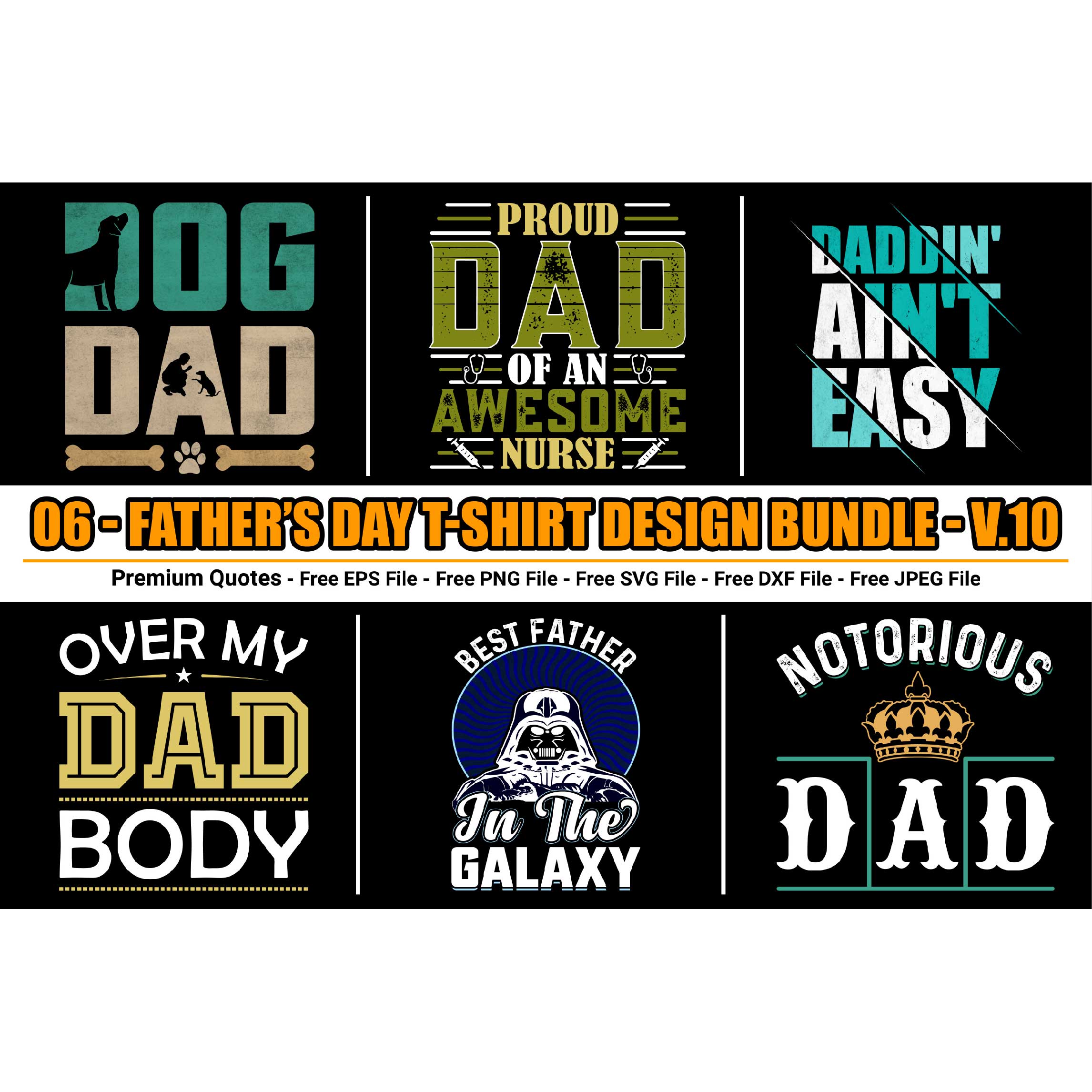 Father's Day t-shirt design bundle preview image.