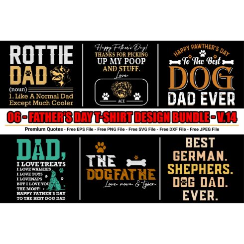 Dog Father's Day t-shirt design bundle cover image.