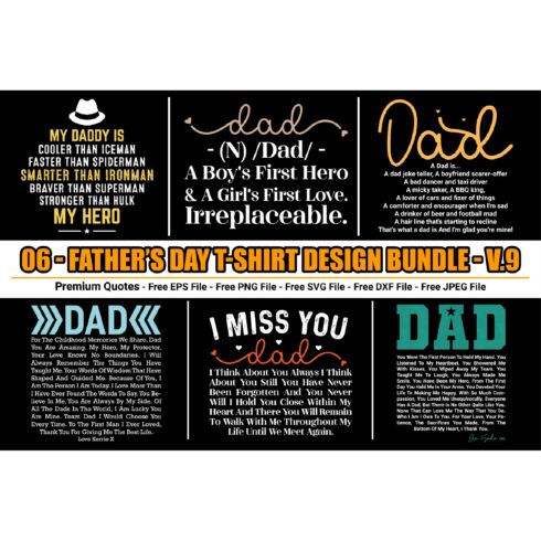 Father's Day t-shirt design bundle cover image.