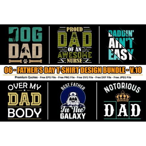 Father's Day t-shirt design bundle cover image.