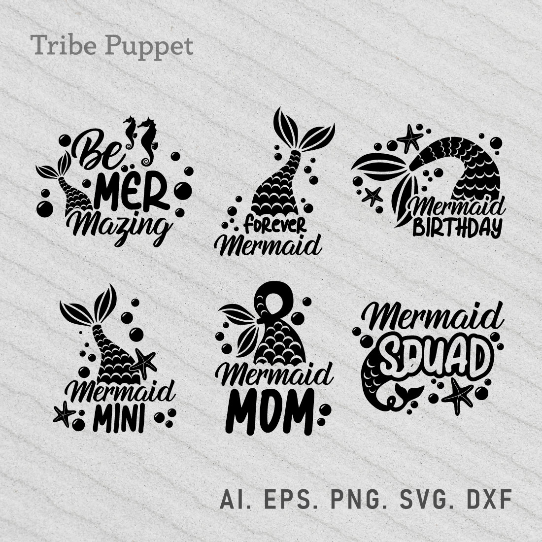 Set of mermaid themed logos.