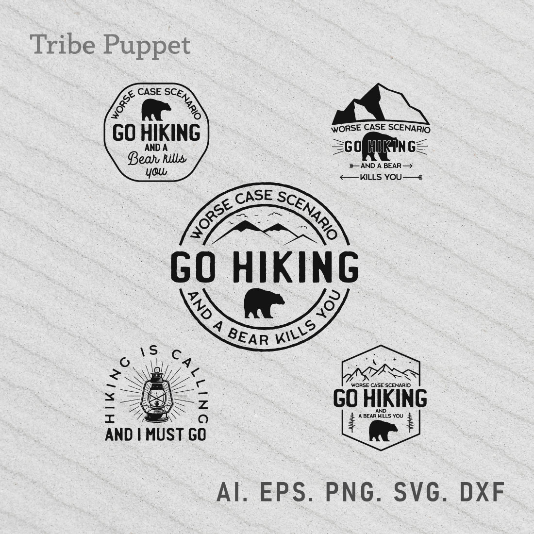Hiking Typography Vector preview image.