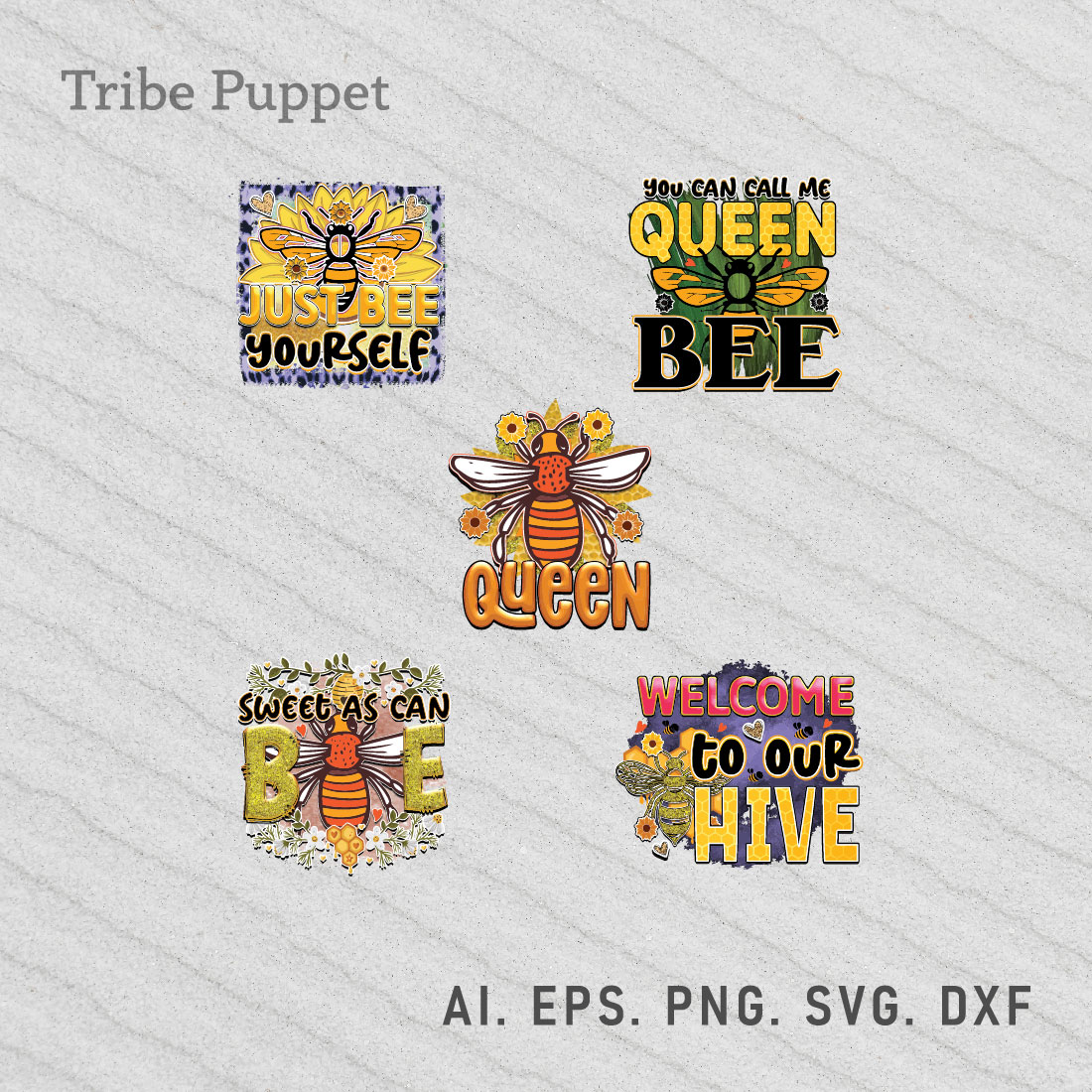 Bunch of badges that say queen bee.