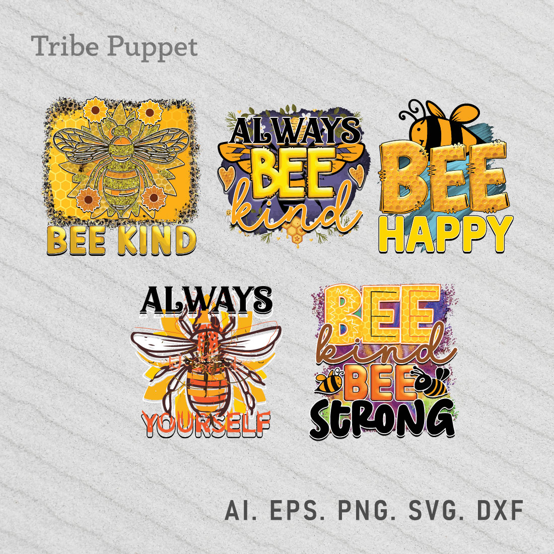 Set of four different types of bees.