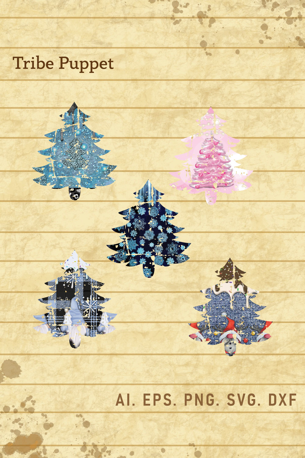 Distressed Christmas Tree Sublimation 03 pinterest preview image.