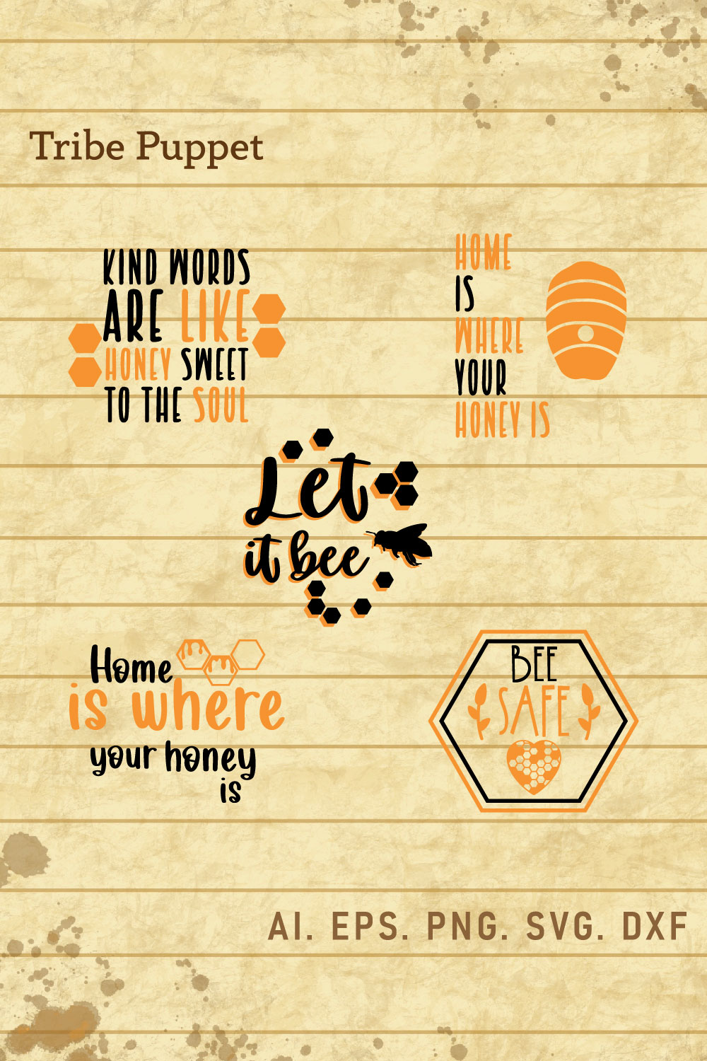 Bee Typography 02 pinterest preview image.