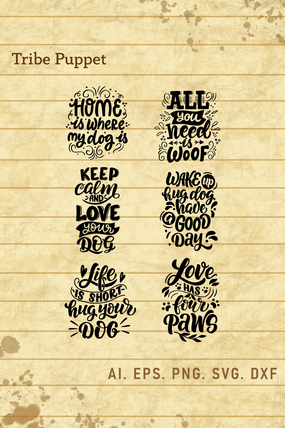 Dog Typography pinterest preview image.