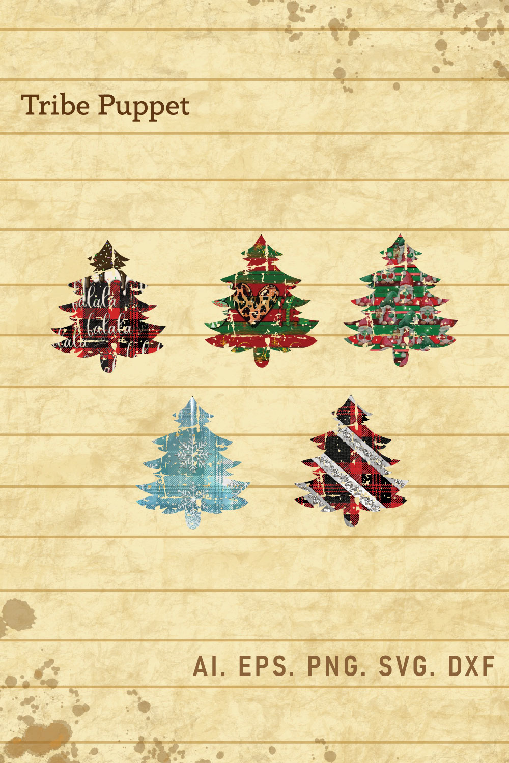 Distressed Christmas Tree Sublimation 01 pinterest preview image.