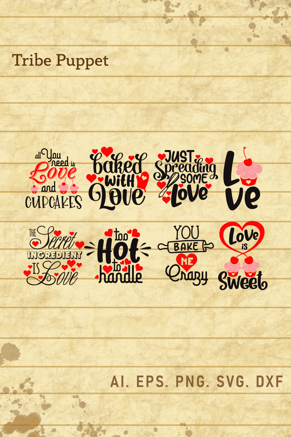 Valentines Typography pinterest preview image.