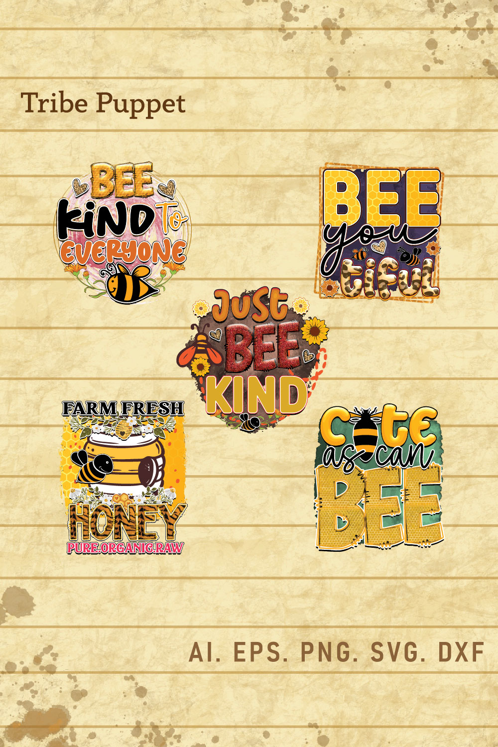 Bee Sublimation Bundle 02 pinterest preview image.