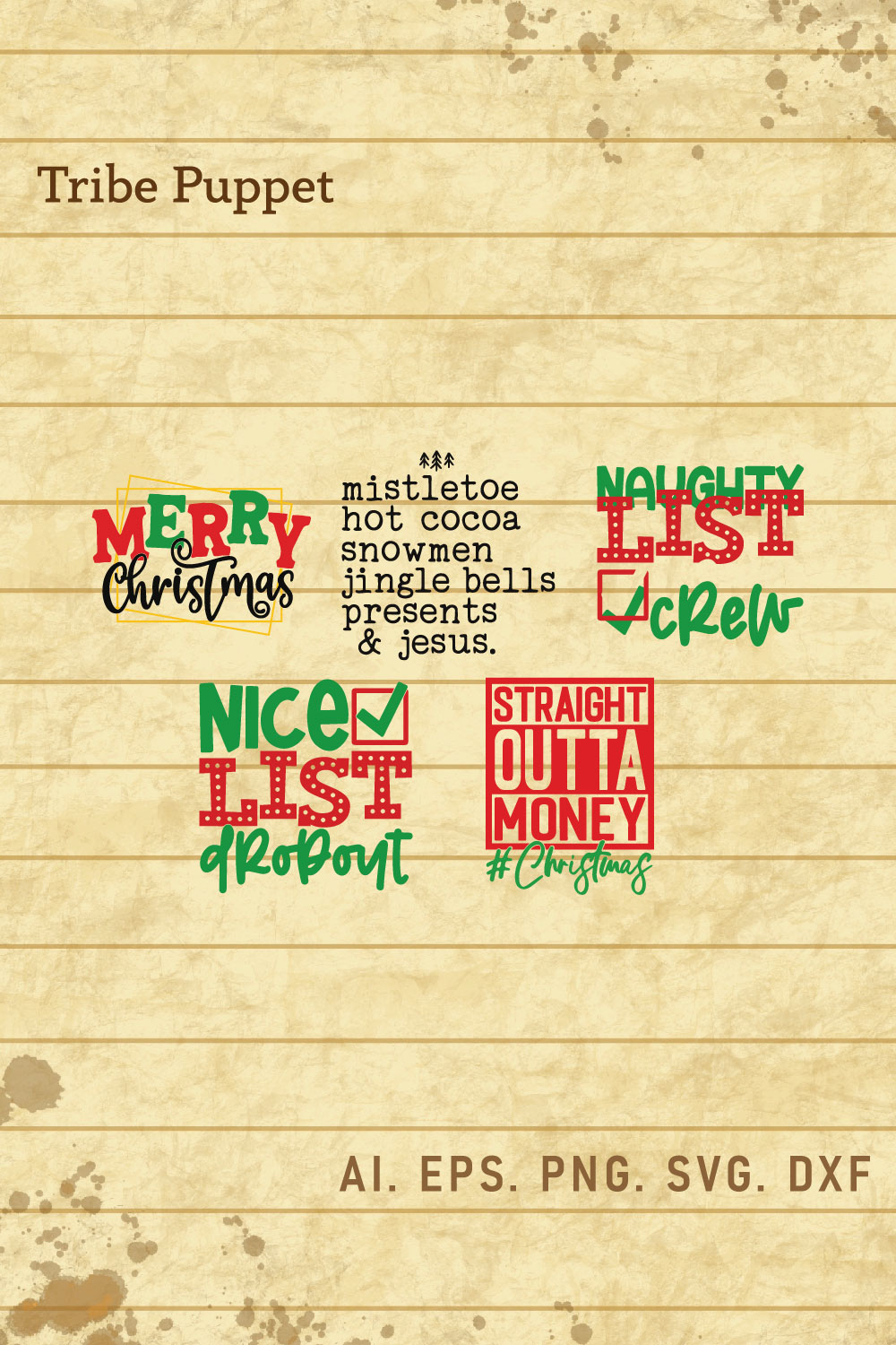 Christmas Typography 06 pinterest preview image.