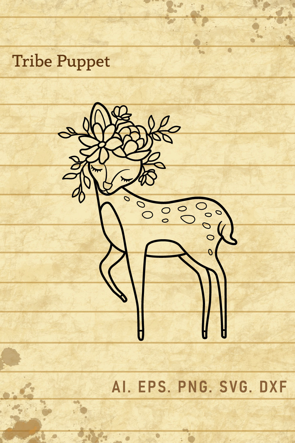 Deer with Flowers pinterest preview image.