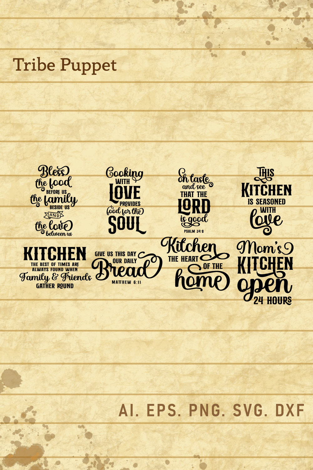 Kitchen Typography pinterest preview image.