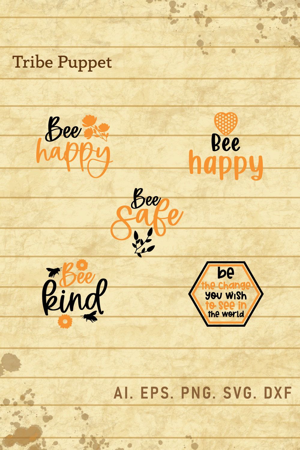 Bee Typography pinterest preview image.