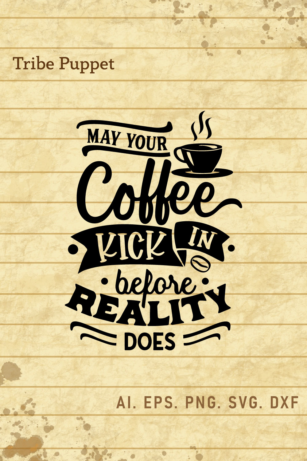 May your coffee kick in pinterest preview image.