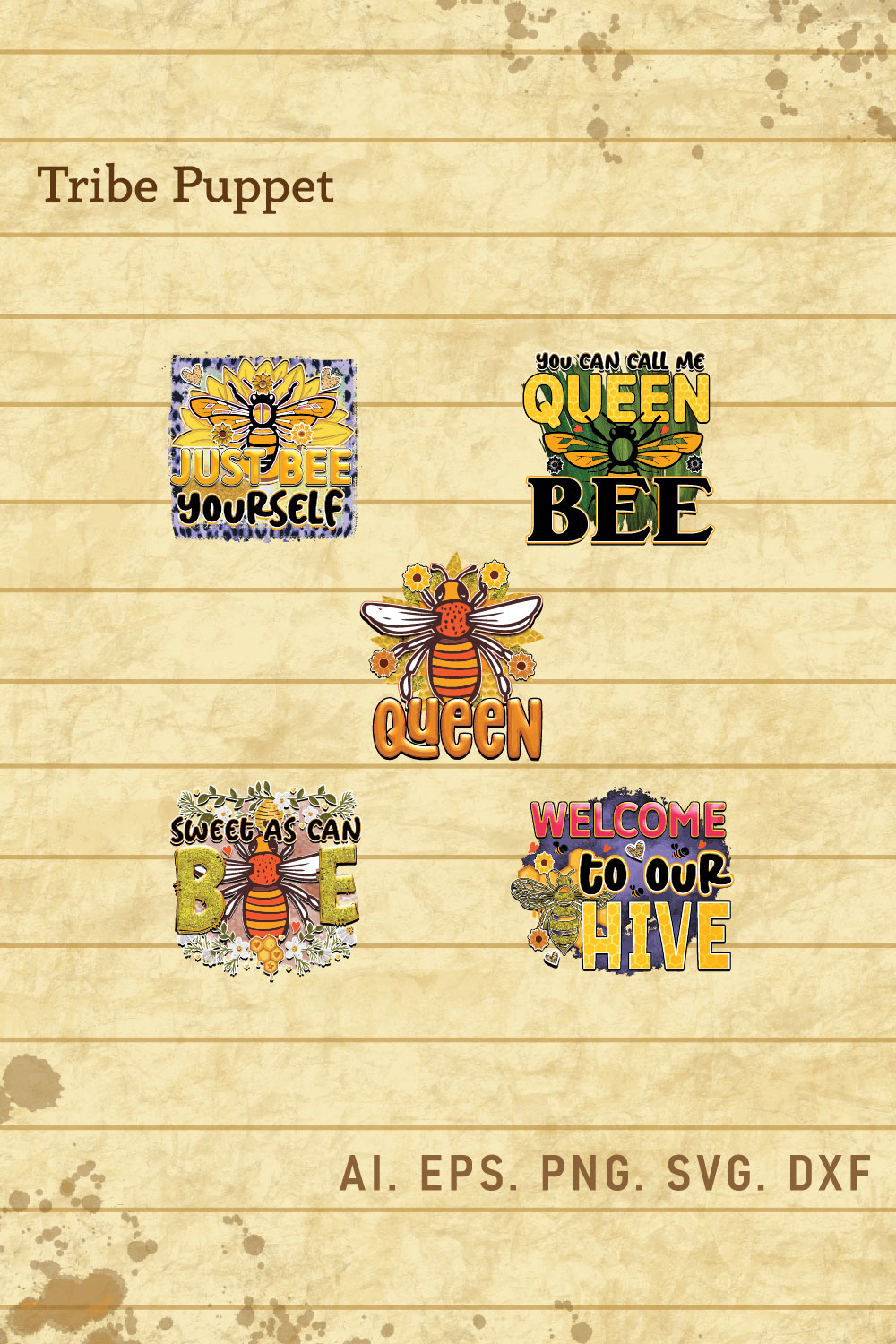 Bee Sublimation Bundle 03 pinterest preview image.