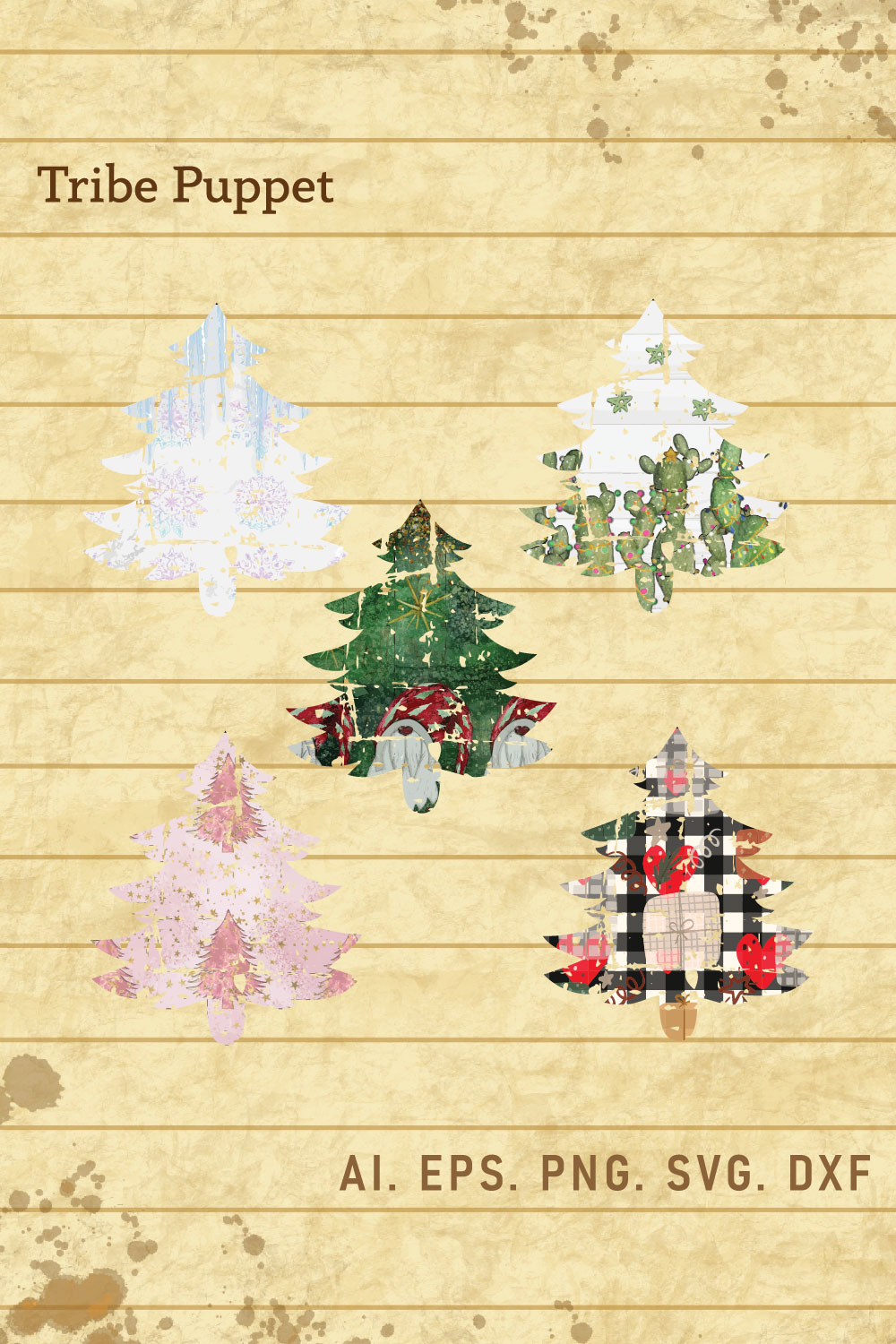 Distressed Christmas Tree Sublimation 04 pinterest preview image.