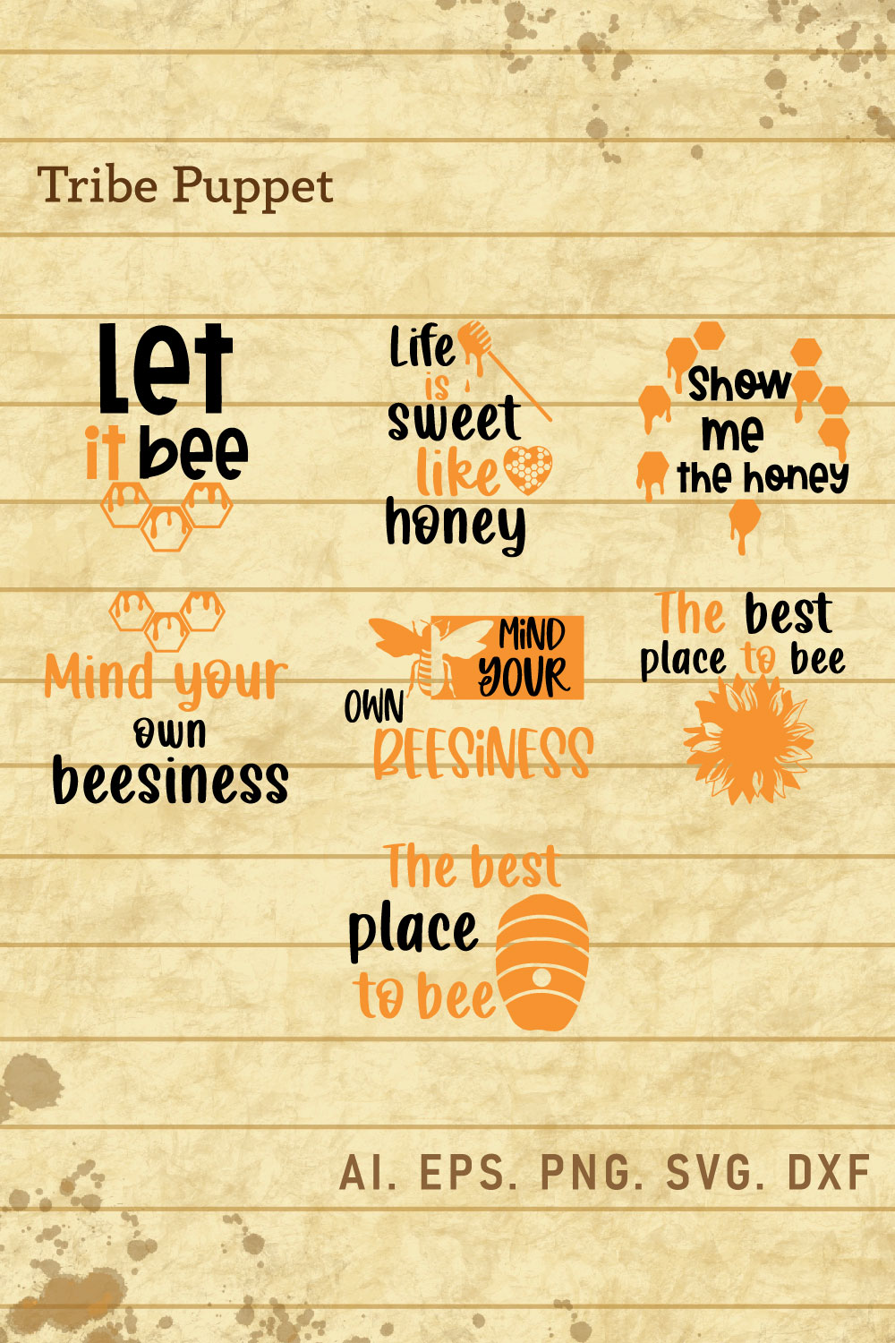 Bee Typography 03 pinterest preview image.