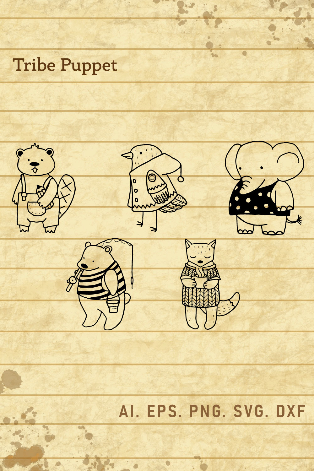 Handdrawn Cute Animals 21 pinterest preview image.