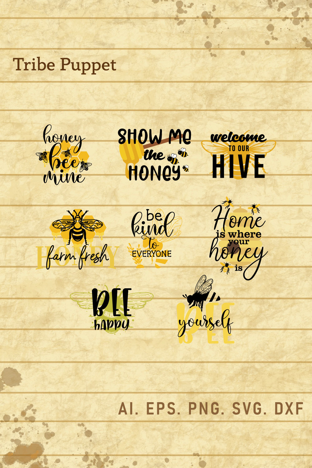 Bee Typography pinterest preview image.