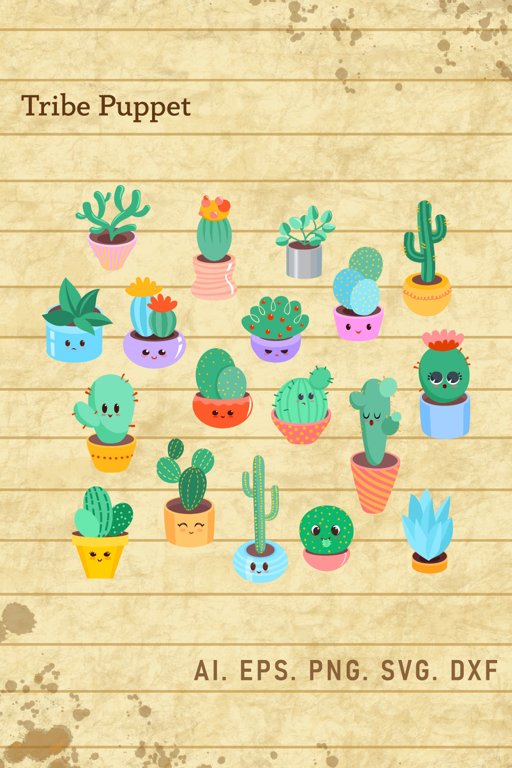 Cute Cactus pinterest preview image.