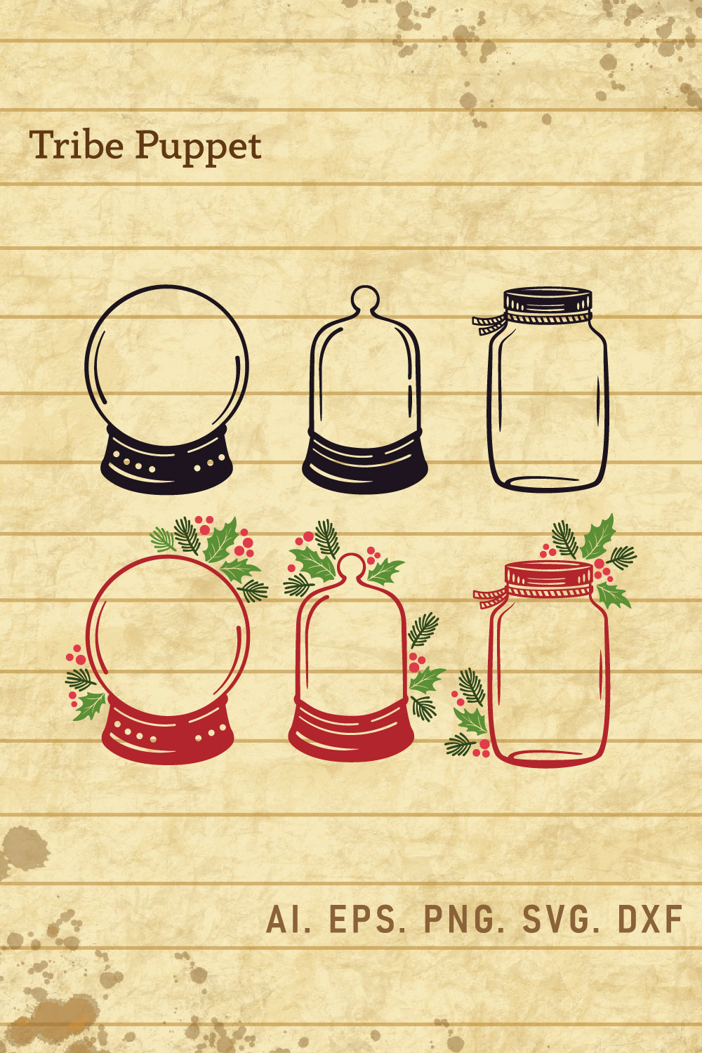 Christmas Jar and Snow Globe pinterest preview image.