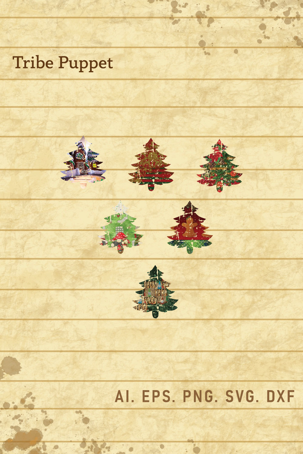 Distressed Christmas Tree Sublimation 08 pinterest preview image.