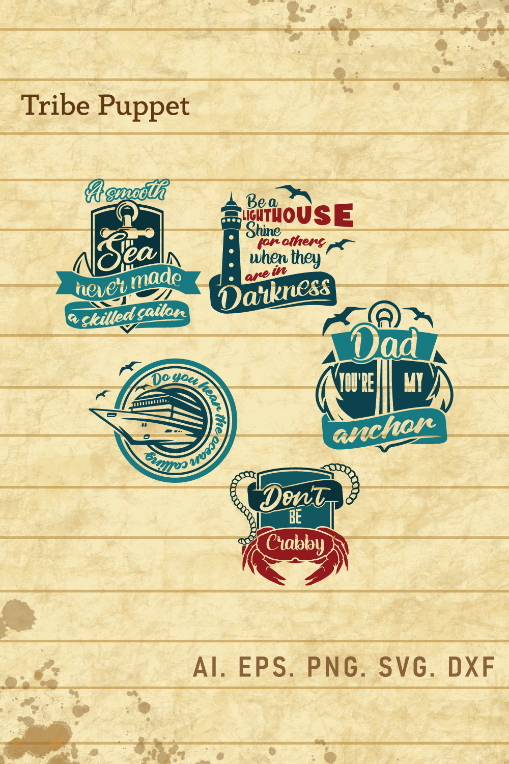 Nautical Typography 01 pinterest preview image.