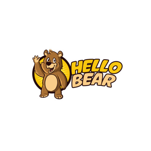 Cartoon Hello Bear Mascot Logo Design cover image.