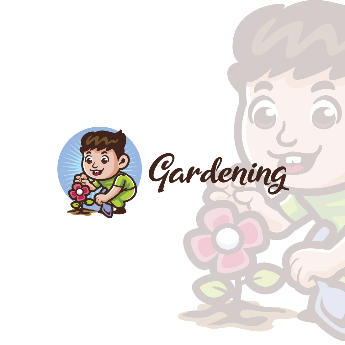 Gardening Boy Character Mascot Logo cover image.