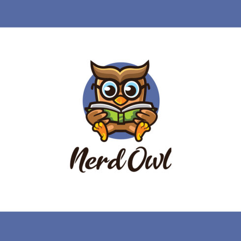 Nerd Owl Cartoon Mascot Logo Design cover image.