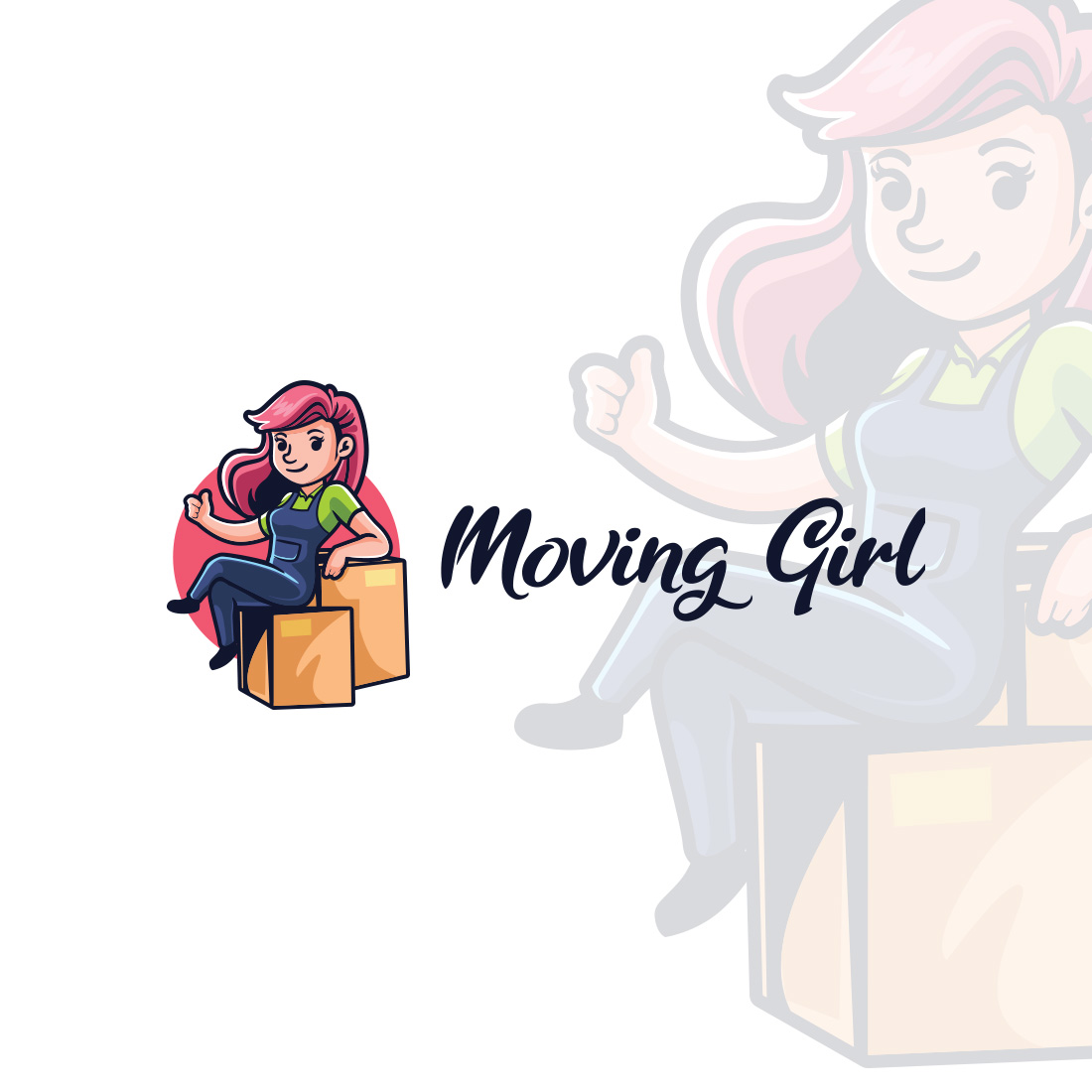 Move Girl Character Mascot Logo Design cover image.