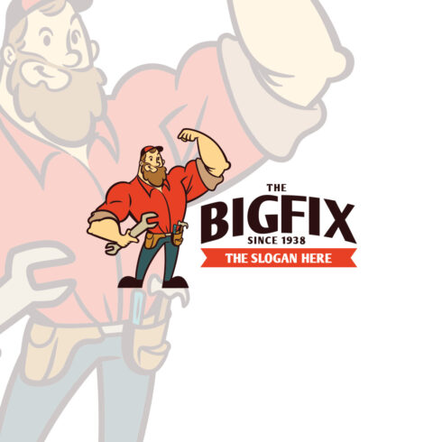 Muscular Handyman Mascot Logo Design cover image.