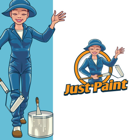 Paint Girl Cartoon Mascot Logo cover image.