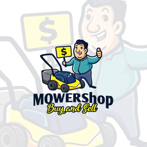 Mower Salles Man Character Mascot Logo Design cover image.