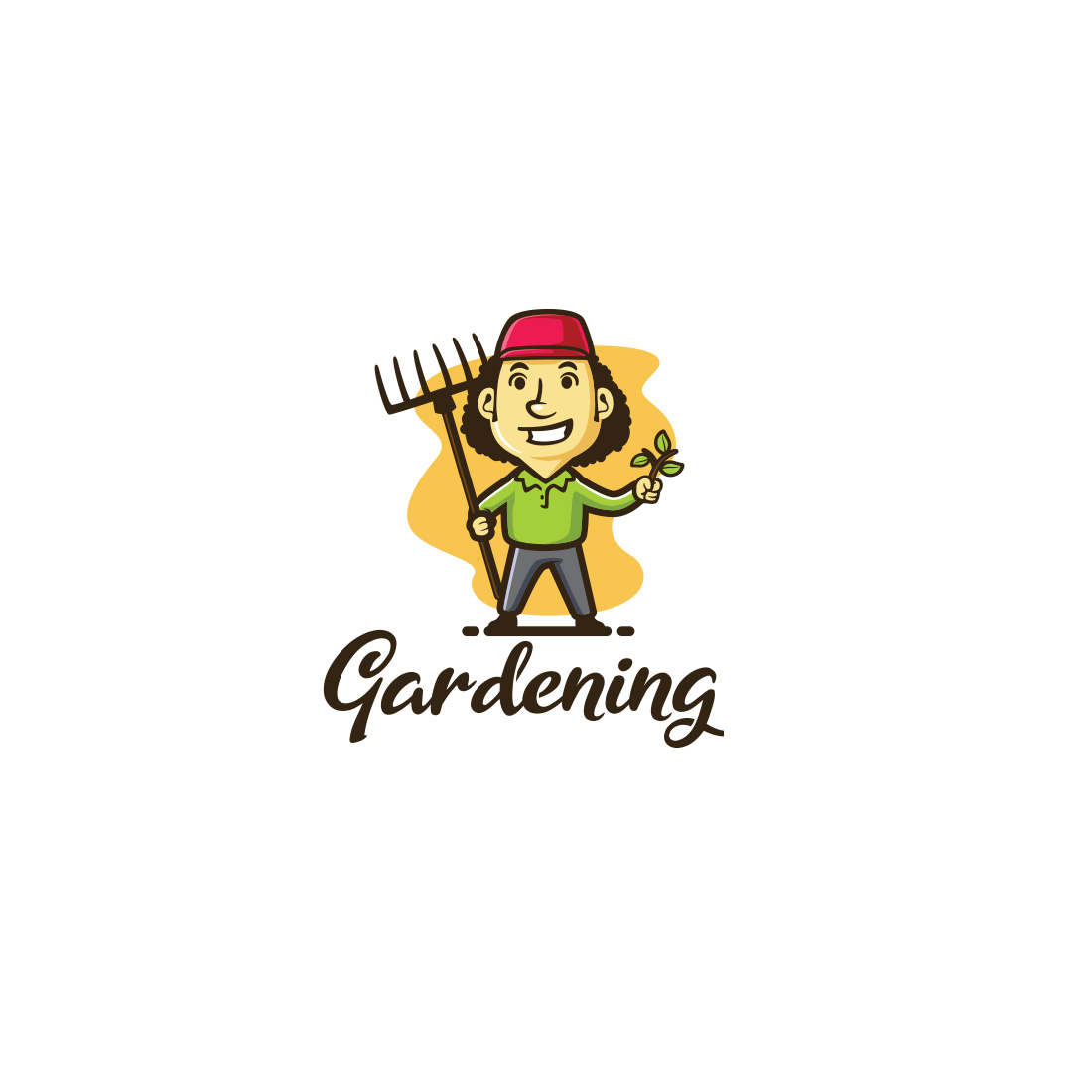 Happy Gardener Character Mascot Logo cover image.