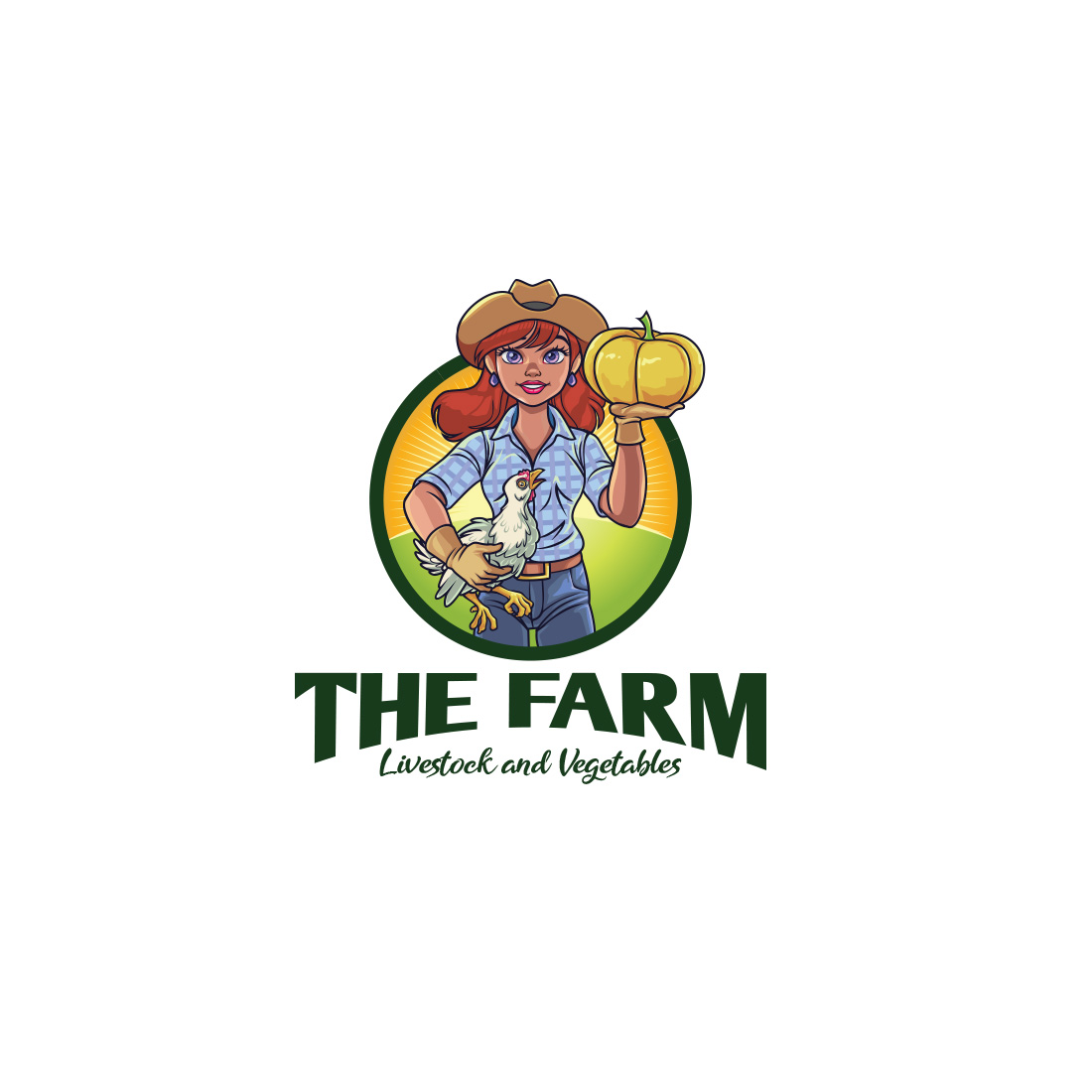 Girl Farmer Mascot Logo Design cover image.
