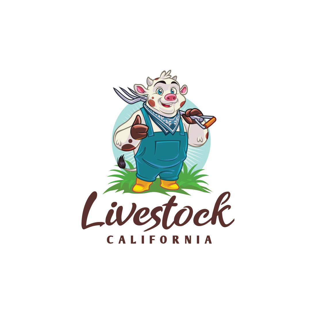 Live Stock Cow Character Logo Design cover image.