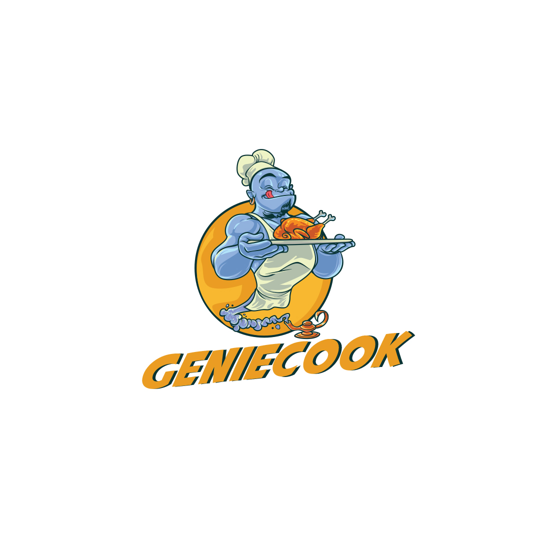 Cartoon Chef Genie Mascot Logo cover image.